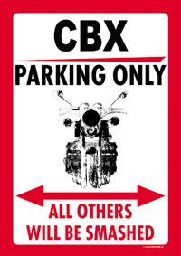 CBX PARKING ONLY sign